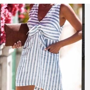 Vici Blue & White Striped Linen Dress